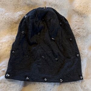 Chic Black Beanie with Silver Studs